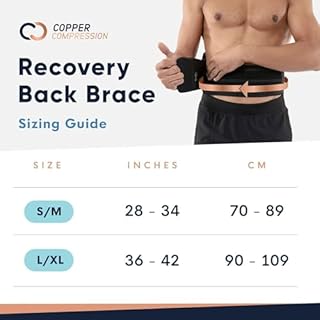 Copper Compression Back Brace. Copper Infused Lumbar Support for Lower Back Relief, Sciatica, Herniated Disc, Scoliosis, Pain & Strains. Adjustable & Breathable. Fits Men & Women (Waist 36" - 42")