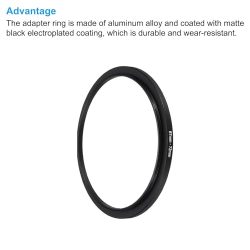 PATIKIL 67mm-72mm Metal Step Up Ring with Cleaning Cloth, 2 Pack Camera Lens Filter Adapter Ring Aluminum Filter Adapter Ring for Camera Lenses Hood, Black - Image 4