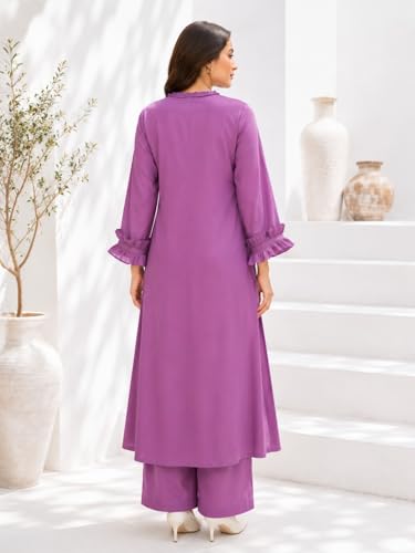 Image of idaLia Rayon Solid A-Line Women Stylish Boat Neck Designer Kurta Set with Pant