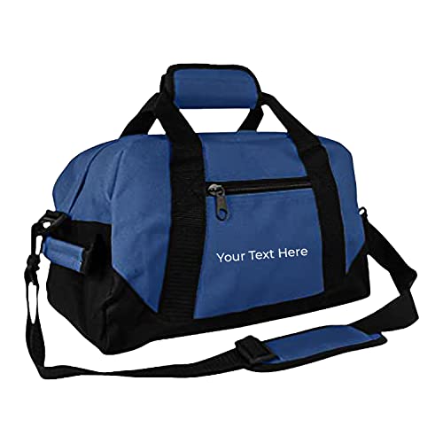 Personalized Passion Small Duffle Bag for Boys and Girls - Perfect Sized 14â€ Two Toned Travel Duffle - Personalized Name Sports Gym Bag for Storage - Navy Blue