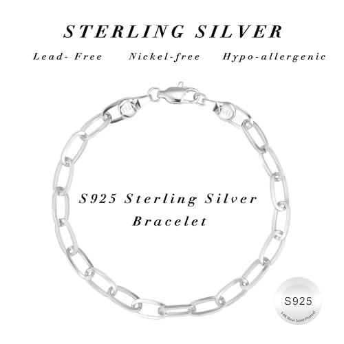 S925 Sterling Silver Paperclip Chain Bracelets for Women - Sterling Silver Paperclip Chain Bracelet Handmade Jewelry Gold Bracelets for Women 6.5/7/7.5/8 Inch4