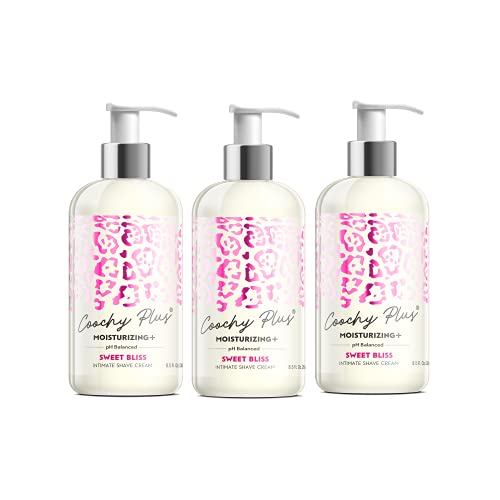 Coochy Plus Intimate Shaving Cream MOISTURIZING Plus SWEET BLISS For Pubic, Bikini Line, Armpit - Rash-Free With Patent-Pending Formula â€“ Prevents Razor Burns & Bumps, In-Grown Hairs, Itchiness 3 Pack