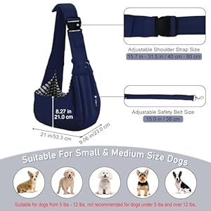 PETLOFT-Reversible-Dog-Cat-Sling-Carrier-Small-Dog-Carrier-Adjustable-Dog-Sling-Hands-Free-Cross-Body-Carrier-with-Collar-Hook-for-DogCatBunny-up-to-11lb-Blue - Cucciolini Doodles PETLOFT-Reversible-Dog-Cat-Sling-Carrier-Small-Dog-Carrier-Adjustable-Dog-Sling-Hands-Free-Cross-Body-Carrier-with-Collar-Hook-for-DogCatBunny-up-to-11lb-Blue