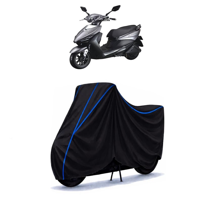 Image of Scooty Cover Water Resistant for YObykes Edge | Universal Scooter & Bike Cover | Heavy Duty UV Dust, Rain & Scratch Protection | Elastic Fit All Weather Indoor Outdoor | Black with Blue Piping