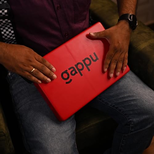 Image of JamBox with Strap - Red | Compact Hand Drum with Rich Bass & Adjustable Snare | Portable Percussion Acoustic Musical Instrument | Ideal for Travel Beat Box & Jamming Sessions