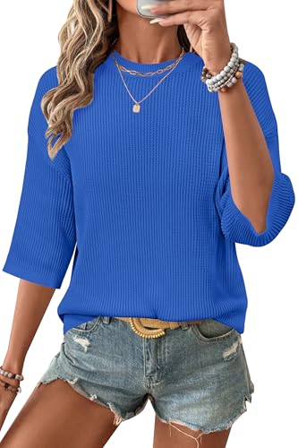 Arach&Cloz 2026 Women's Cotton Spring Summer Crochet Tops Crew Neck
