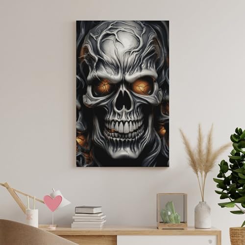 Impression sur toile tête de mort maléfique pour décoration salon - 7