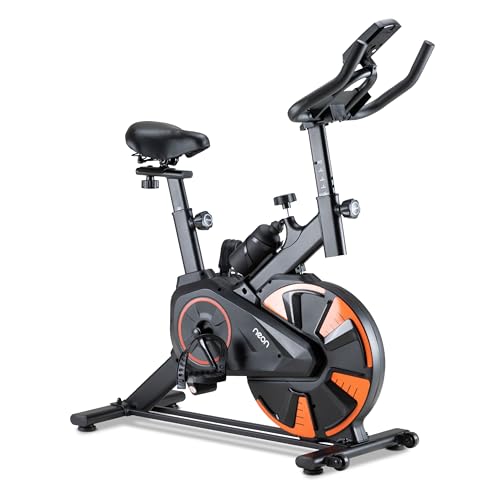 NEON Bicicleta Estática Spinning Pro Rueda de 13 kg, Pantalla LCD para Velocidad, Tiempo, Calorías y más, Asiento y Manubrio Ajustables, Soporta...
