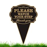 Double Sided Yard Sign, 10'x14' Caution Watch Your Step Garden with Stake, Rust-Free Metal Please Watch Your Step Sign Outdoor, UV Printed Safety Sign for Walkway or Lawn (WATCH YOUR STEP-1PACK)