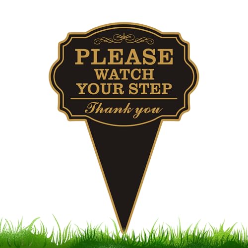 Double Sided Yard Sign, 10"x14" Caution Watch Your Step Garden