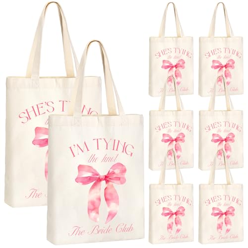 Aliceset 8 Pieces Bridesmaid Tote Bags Canvas for Bachelorette Bridesmaid