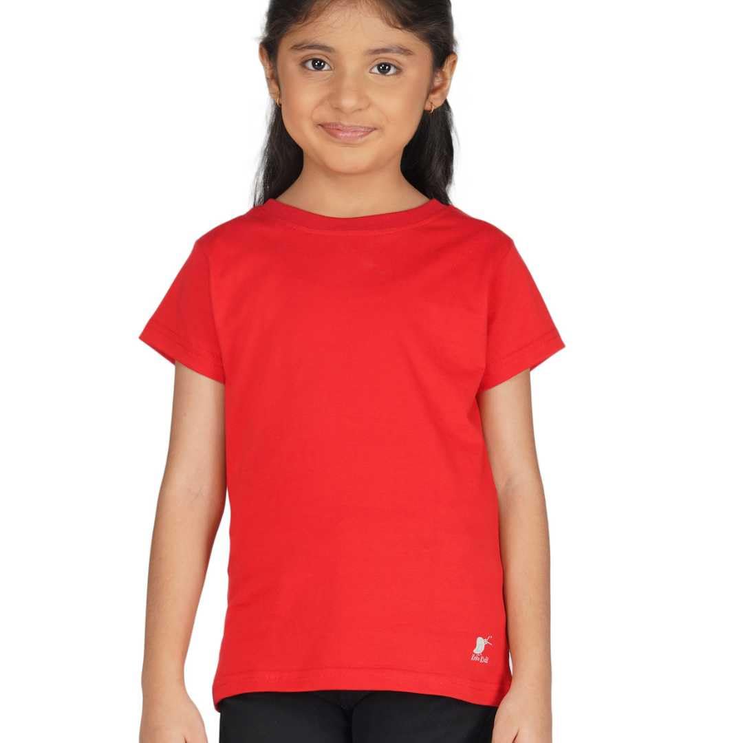 Kids Round Neck Girls Tshirt Short Sleeves Natural Organic 100% Cotton Soft Fabric Comfortable Plain Color Original Branded Half Sleeve t-Shirt for Girl Kid