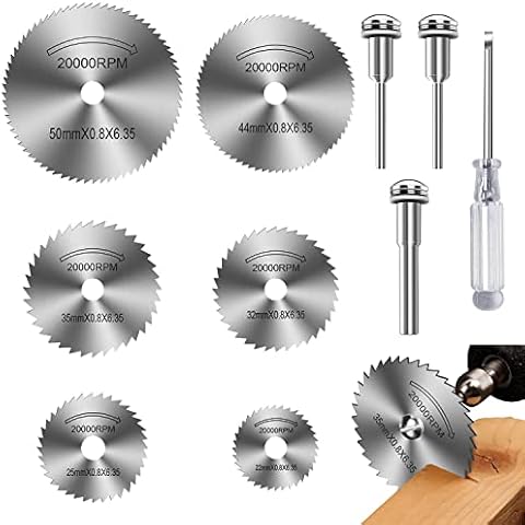 HSS Circular Saw Blades for Dremel Multifunctional Tools, 6 Pieces Circular Saw Blades Set with Screwdriver for Cutting Wood, Plastic and Metal Cover