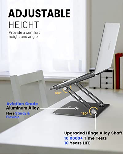 Jczt Foldable Laptop Stand For Desk, Adjustable Height Ergonomic Computer Stand, Aluminum Portable Laptop Stands Holder Riser For Macbook Air Pro, All 10-16" Notebooks Laptops, Space Gray #TOP1