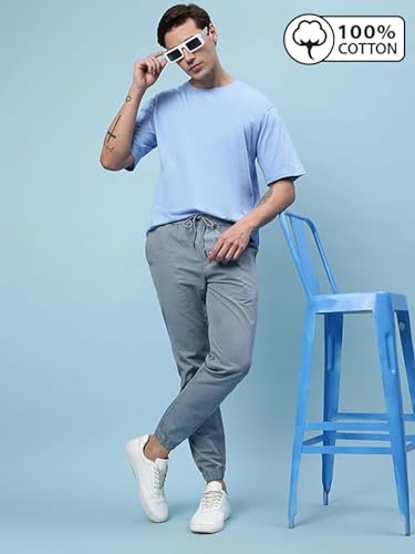 Image of Veirdo Oversized Baggy Fit Drop Shoulder Half Sleeves Round Neck Solid Pure 100% Cotton T-Shirt for Men (Available in White, Black, Mustard, Maroon, Green, Lilac, Navy, Red Color)