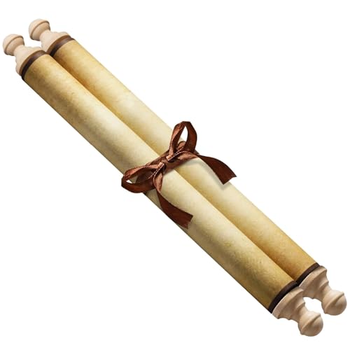 Makevivi 1 PCS Blank Scrolls Paper with Wood Rods for Naughty or Nice List Writing Wedding Vows Invitation Love Letter Cosplay Prop Renaissance 7.1 x 31.5 inches (style1)