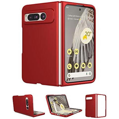 Eastcoo Slim Fit Case for Google Pixel Fold 2023, [Hard PC Back] [Frosted Feel] [Wireless Charging Support] Lightweight Shockproof Case Cover for Google Pixel Fold 5G, Light Red Cover