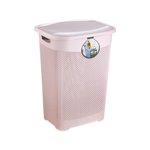Image of Joyo Drop Laundry Multipurpose Plastic Laundry Basket /Bin /Hamper /Bucket /Storage Organizer With Lid, 54 Ltr - Royal Light Brown