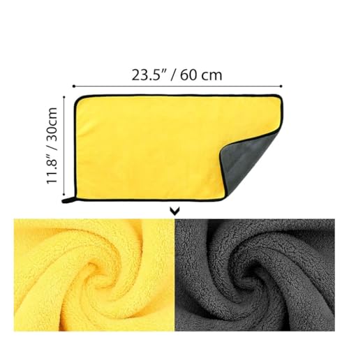 Image of Premium Microfiber Towels, Car Window Cleaner, Machine Washable, Two-Layer Thickened Microfibre Towels, Super Absorbent Cleaning Cloth, Cleaning Waxing Dusting and Drying (30*60cm, Pack of 3)