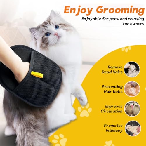 Image of Qpets Pet Hair Removal Gloves, Static-Enhanced Pet Hair Removal Mitt, Reusable Grooming Mitt Cleaning Glove for Furniture, Carpets, Car Seats & Gentle Massage for Dogs Cats (2Pcs, 23.5x18cm)