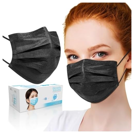 50 PCS Black Disposable Face Masks 3-Ply Filter Earloop Mouth Cover, Face Mask
