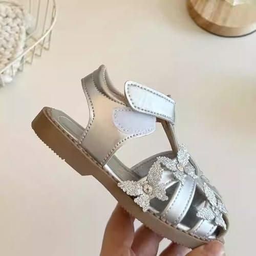 Toddler Girls Sandals Cute Closed-Toe T-Strap Kids Flower Girl Soft Rubber Princess Summer Flats Dress Sandals Shoes2