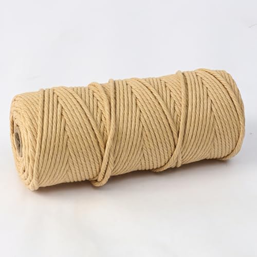 HSTWODE 1/6 cuerdas de algodón, cuerda de macramé de 4 mm, cuerda de algodón, 6 colores, hilo de macramé, para colgar, manualidades, manualidades, punto, manualidades (amarillo 6#)