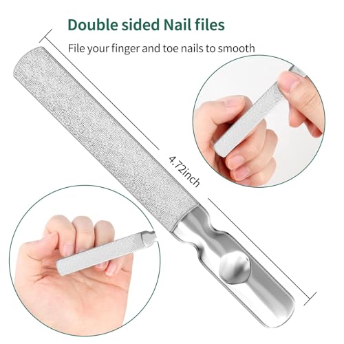 Glamne Cortaúñas 5 en 1 para personas mayores con uñas gruesas y encarnadas, kit de pedicura profesional con cortador de uñas de mango largo, hoja curvada inclinada, lima de uñas y levantador, juego - imagen 7