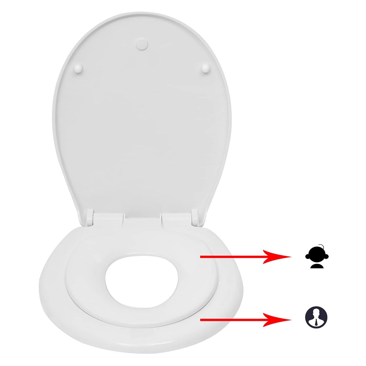 WC Sitz Mit Kindersitz, Toilettendeckel Klodeckel Mit Absenkautomatik, Familien Klobrille Mit Absenkautomatik Und Magnethalterung Robuster Deckel,Oval