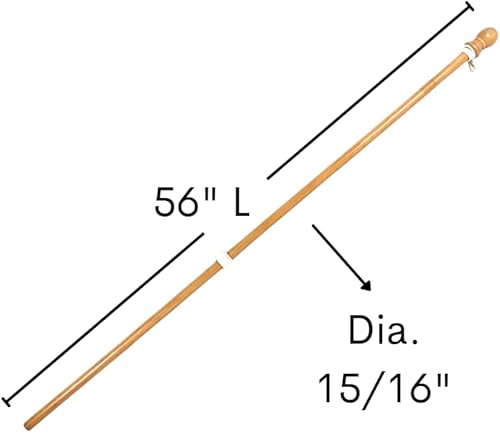 Miniatura 4 de ILOT Mástil de bandera de madera de 56 pulgadas para casa, paquete de 2 anillos giratorios ajustables sin enredos, resistentes para ajuste exterior,
