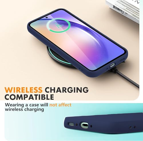 Image of DIZORO Microfiber Candy Case Compatible for Samsung A14 5G Smooth Touch Cushion Liquid Soft Silicone Gel Rubber Phone Cases Non-Slip Full Body Protective Shockproof Back Cover (Navy Blue)