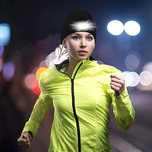 Beanie Hat with Light Winter Knit Lighted Headlight Hats USB Rechargeable4