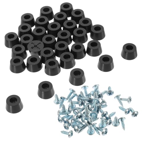 Lurrose 60 pcs Anti-Skid Table and Chair Leg Pads with Screws Furniture Feet Covers for Hardwood Floor Protection Wear-Resistant Furniture Foot Pads for Tables Cabinets and Stools