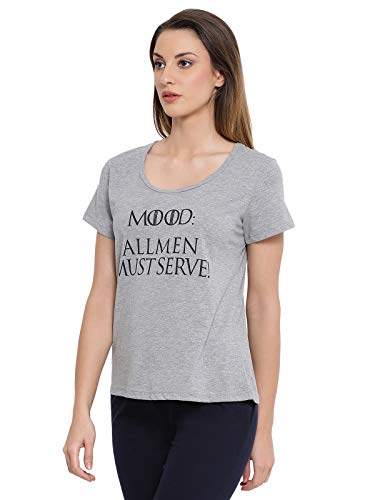 Image of Clovia Women's Cotton Rich Text Print Regular Fit Top