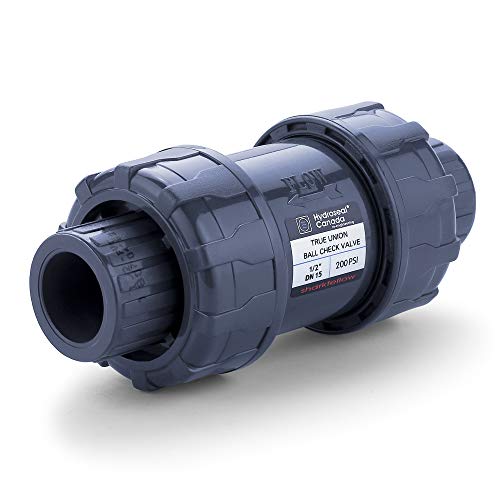 HYDROSEAL Sharkfellow 1/2’’ PVC True Union Ball Check Valve with Full Port, ASTM F1970, with EPDM Seals, Corrosion-Free, Service Free, Rated at 200 PSI @73F, Gray, 1/2 inch Socket (1/2'')