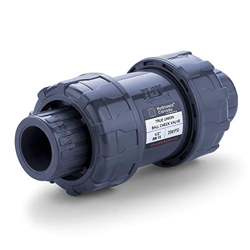 1 1 4 pvc check valve - HYDROSEAL Sharkfellow 1/2’’ PVC True Union Ball Check Valve with Full Port, ASTM F1970, with EPDM Seals, Corrosion-Free, Service Free, Rated at 200 PSI @73F, Gray, 1/2 inch Socket (1/2'')