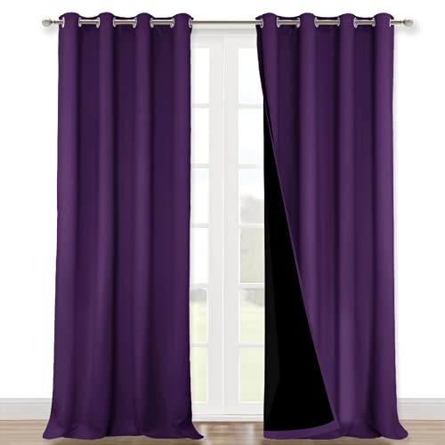 Image of NICETOWN 100% Blackout Blinds, Set of 2, 46 inch x 96 inch, Royal Purple, Laundry Room Decor Window Treatment Curtains for Large Patio Sliding Door, Thermal Insulated Curtains for Bedroom
