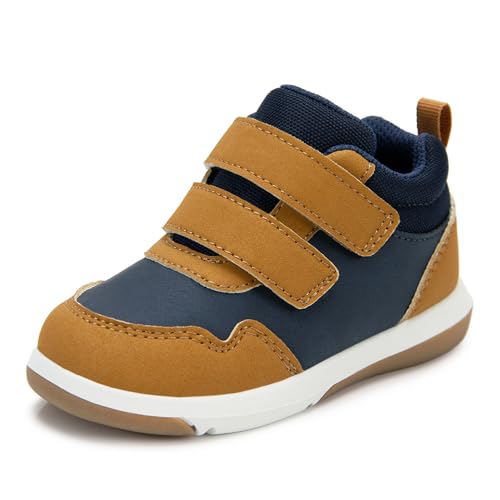SKYWHEEL Navy Toddler Shoes Size 10 Boys Double Hook and Loop Ankle Boots Fall Winter Warm Casual High Top Sneakers for Outdoor Play
