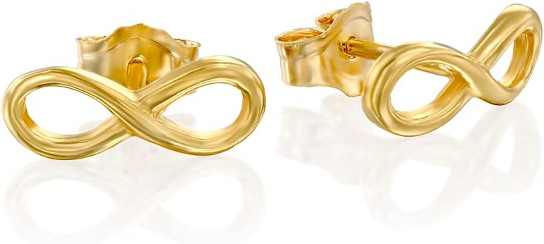 Small Gold Infinity Stud Earrings – Dainty & Elegant Jewelry for Women, Minimalist Hypoallergenic Earrings (gold coated)
