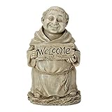 Welcome Smiling Monk Holding Sign Outdoor Garden Statue Figurine Decoration New