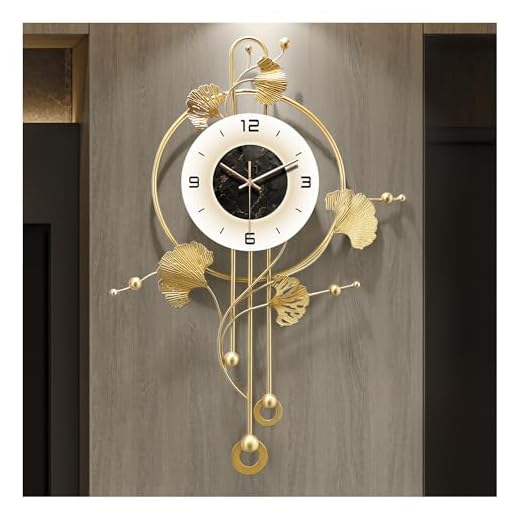 Wall Clock, Large Gold Wall Clock for Living Room Decor,Unique Office Clocks Battery Operated,Oversized Modern Wall Art for Bedroom,Farmhouse,Office Wall Decor 17.7 X 28.3 Inches