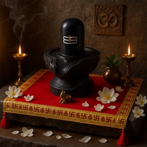 Image of CHITRASHILA Pooja Vastra /Asan Red Velvet Cloth 12 X 18 Inches Pack of 2