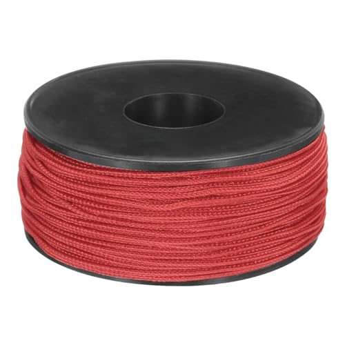 Rebower Micro Paracord 1.18mm x 164 Feet Rope 100 LB Polyester Braided Strong String Spool [for Hiking, Exercise, Tent, DIY Project] - Red