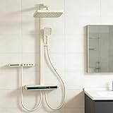 Thermostat-Duschset mit Musik, wandmontierte Regendusche, 4000 mAh Akku, 4 Wasserauslässe