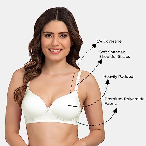 Image of Tweens - Heavily Padded Semi Push-Up Bra - Polyamide Fabric - 3 /4th Coverage, Wireless, Multiway Straps, Seamless - Everyday T-Shirt Bra