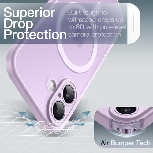 Image of JETech Magnetic Case for iPhone 17 6.3-Inch Compatible with MagSafe, Shockproof Slim Phone Cover with Built-in Camera Control Button, Matte Translucent Back (Lavender)