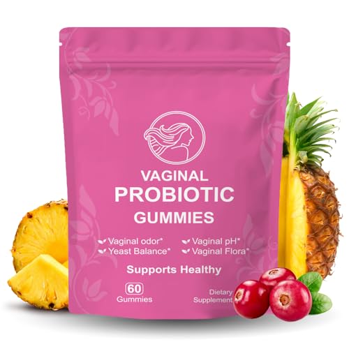 Gomitas Probióticas Vaginales, 60 Unidades, Suplemento para pH y Flora Vaginal Saludable, con Arándano y Piña