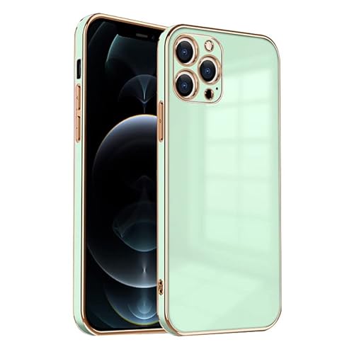 ZNX\ZENIX iPhone12 Pro ケース TPU おしゃれ バンパー型 ケース ストラップホール かわいい くすみカラー ゴールド 大人 ZX-milky2 (iPhone12 Pro (6.1), ミントグリーン)