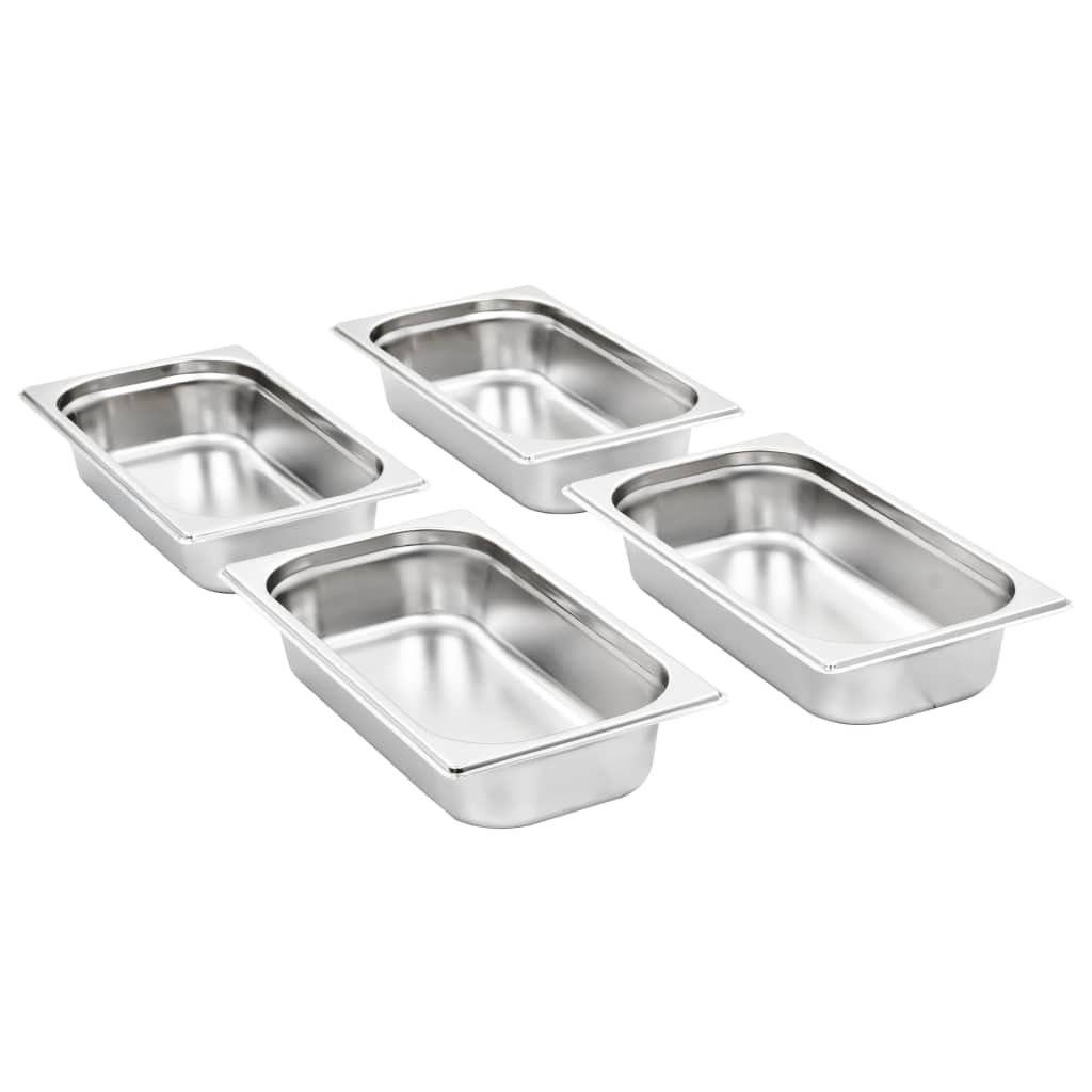 Contenedores de acero inoxidable GN 1/3, 65 mm, 8 unidades, apilables, para mostrador de calor, buffet, catering, gastronomía, cocina, restaurante, salida y almacenamiento