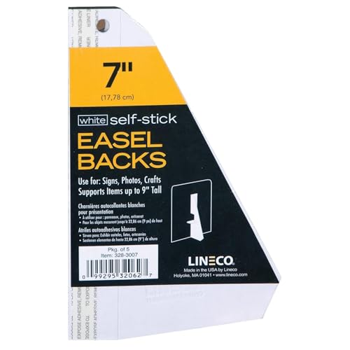 Lineco Self-Stick Chipboard Easel Backs 5/Pkg-White Single-Wing 7